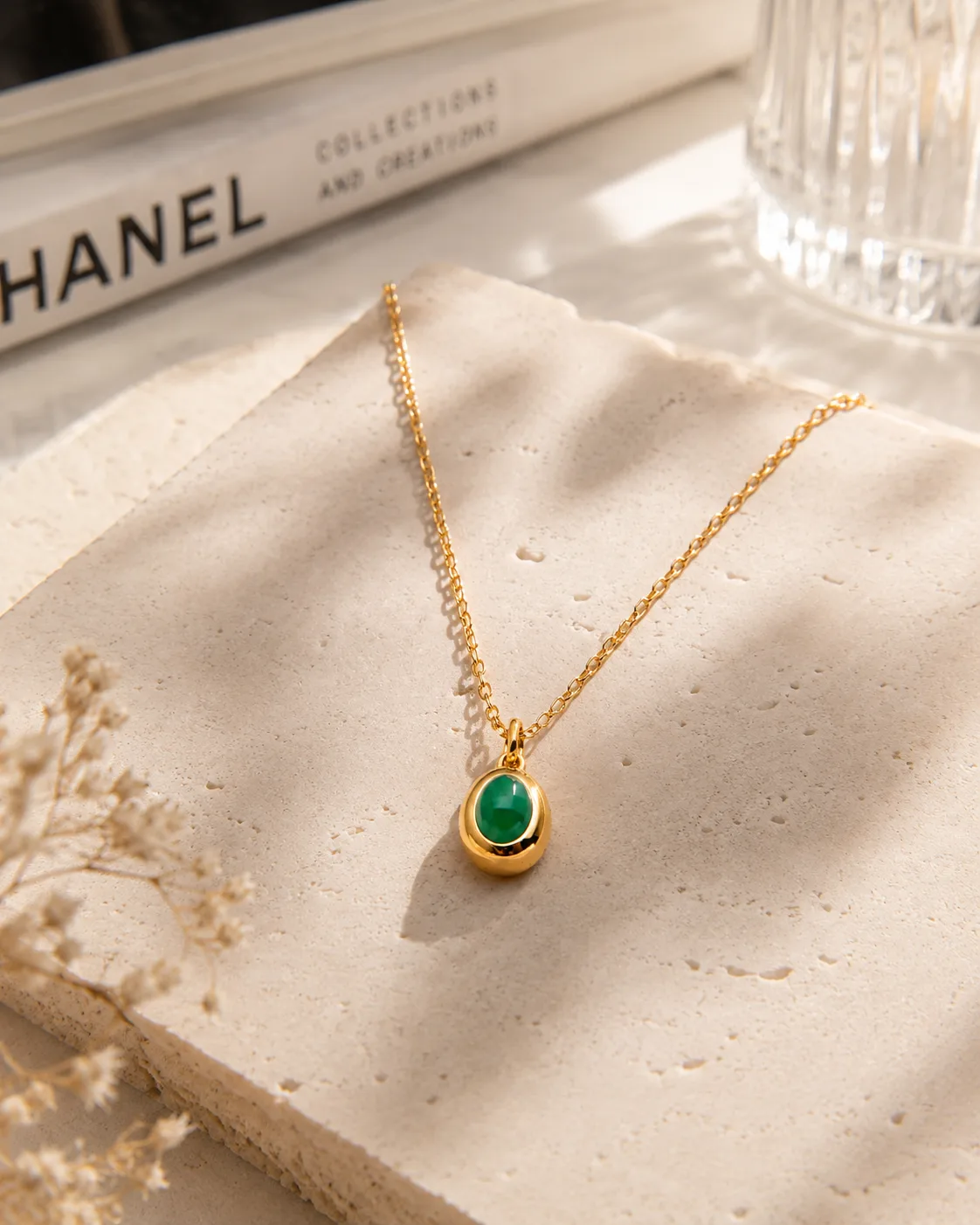 The Timeless Green Stone Locket Necklace
