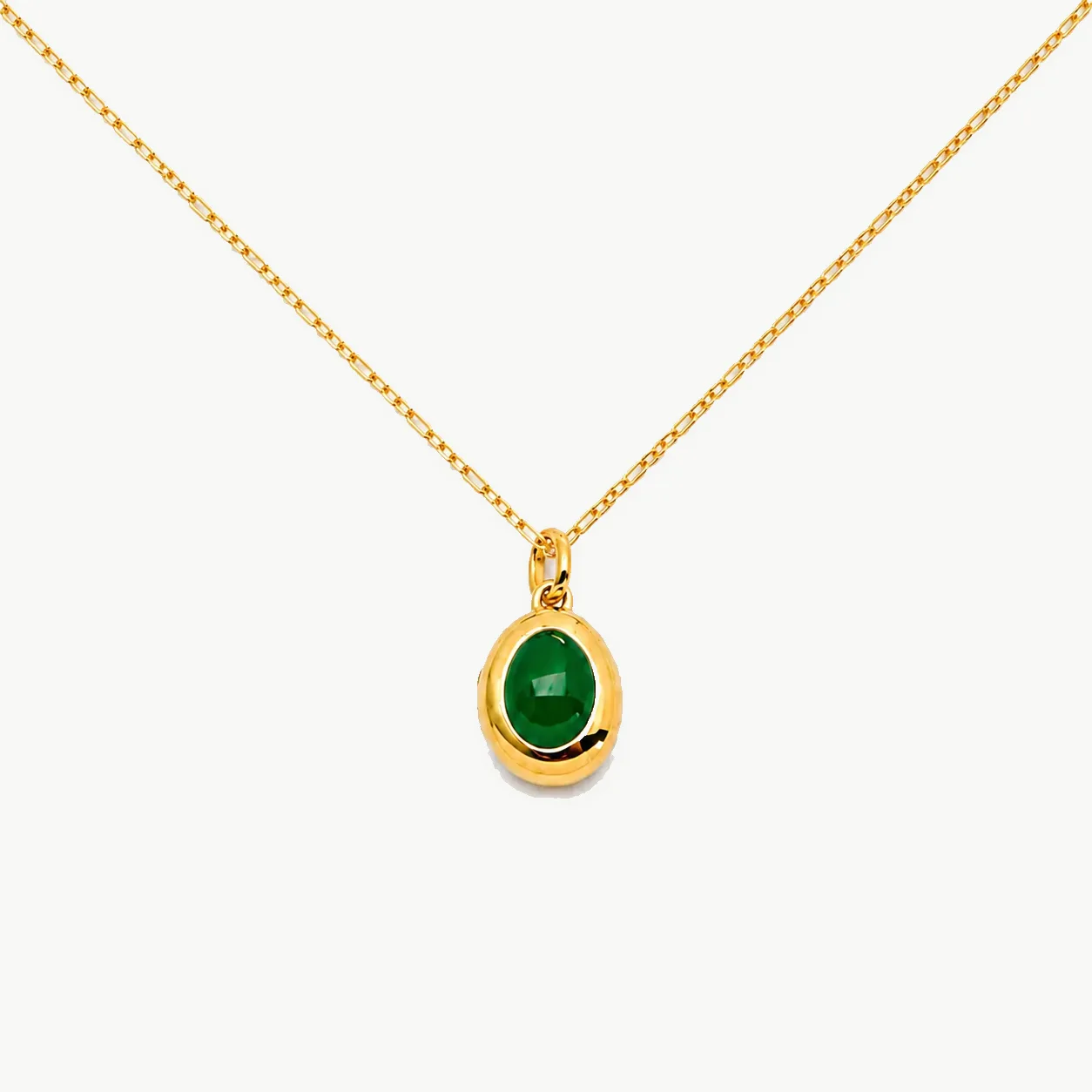 The Timeless Green Stone Locket Necklace