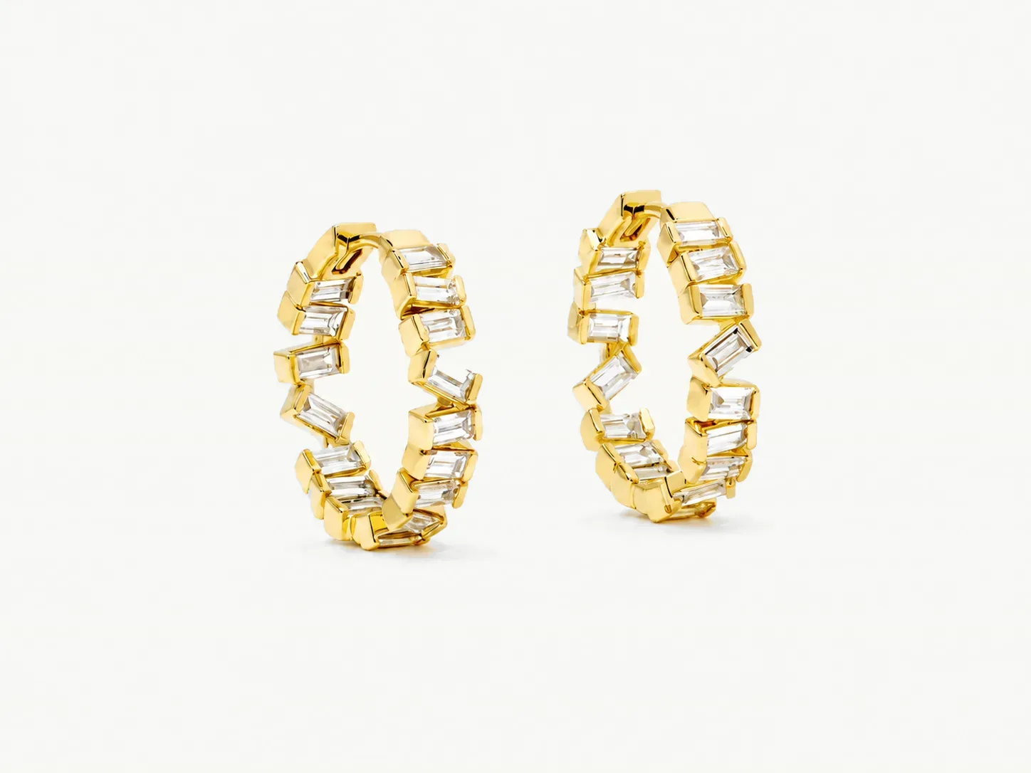 Geometric baguette hoop earrings